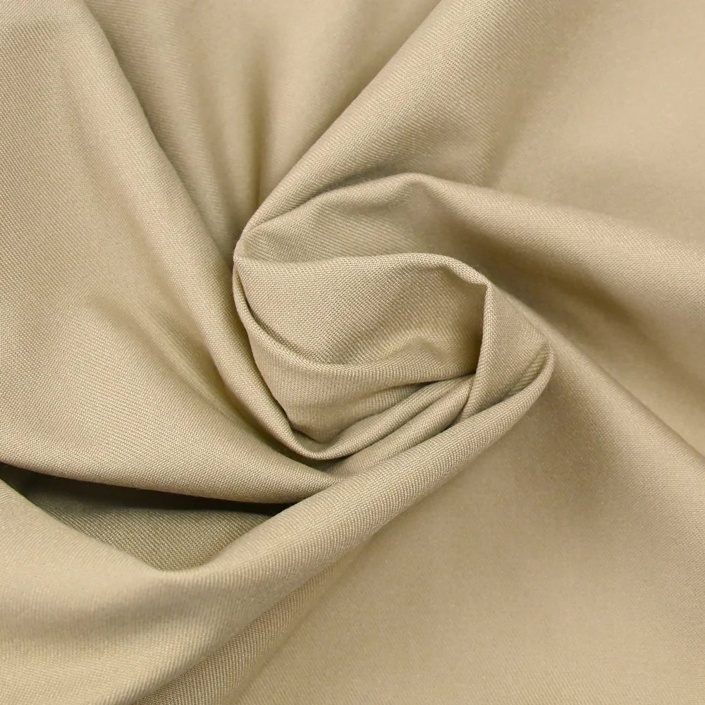 Tissu tailleur en polyviscose sergé beige - Image 2