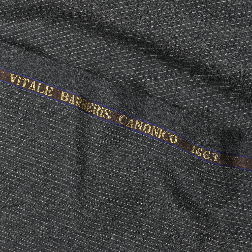 Tissu tailleur flanelle 100% laine Super 120's rayé fond anthracite - Image 7