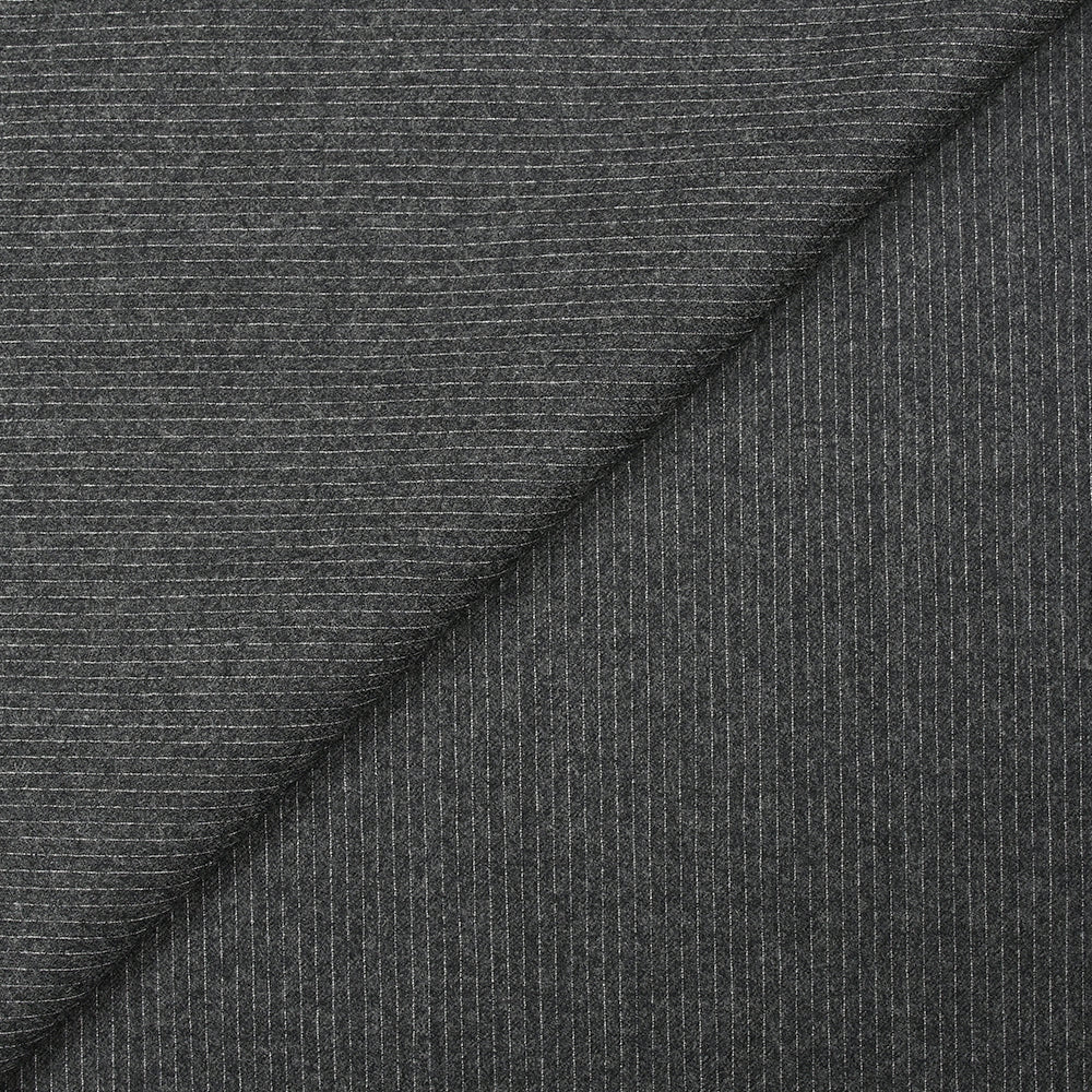 Tissu tailleur flanelle 100% laine Super 120's rayé fond anthracite - Image 8