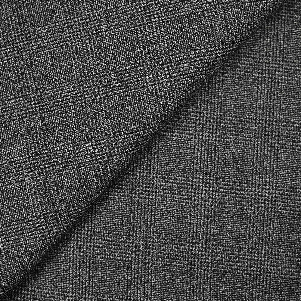 Tissu tailleur laine mélangée à carreaux gris chiné
