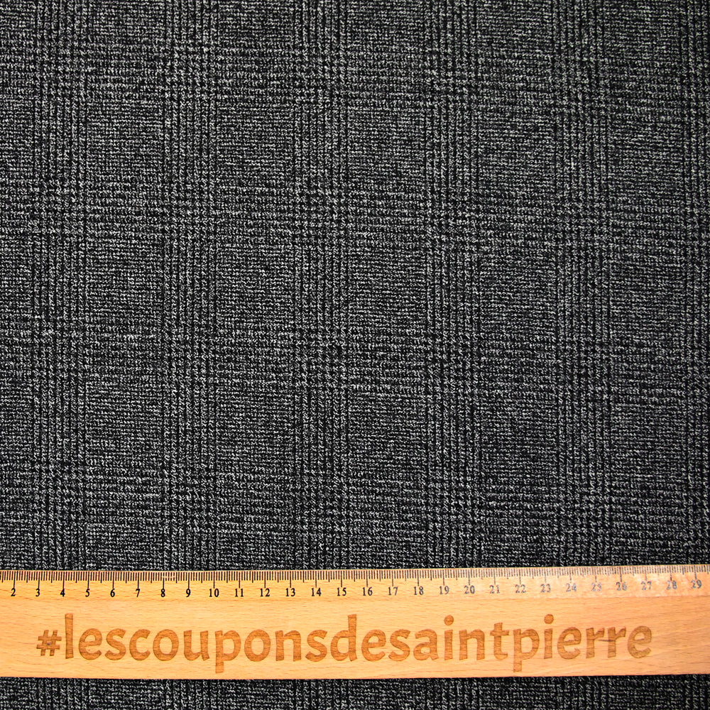 Tissu tailleur laine mélangée à carreaux gris chiné - Image 3