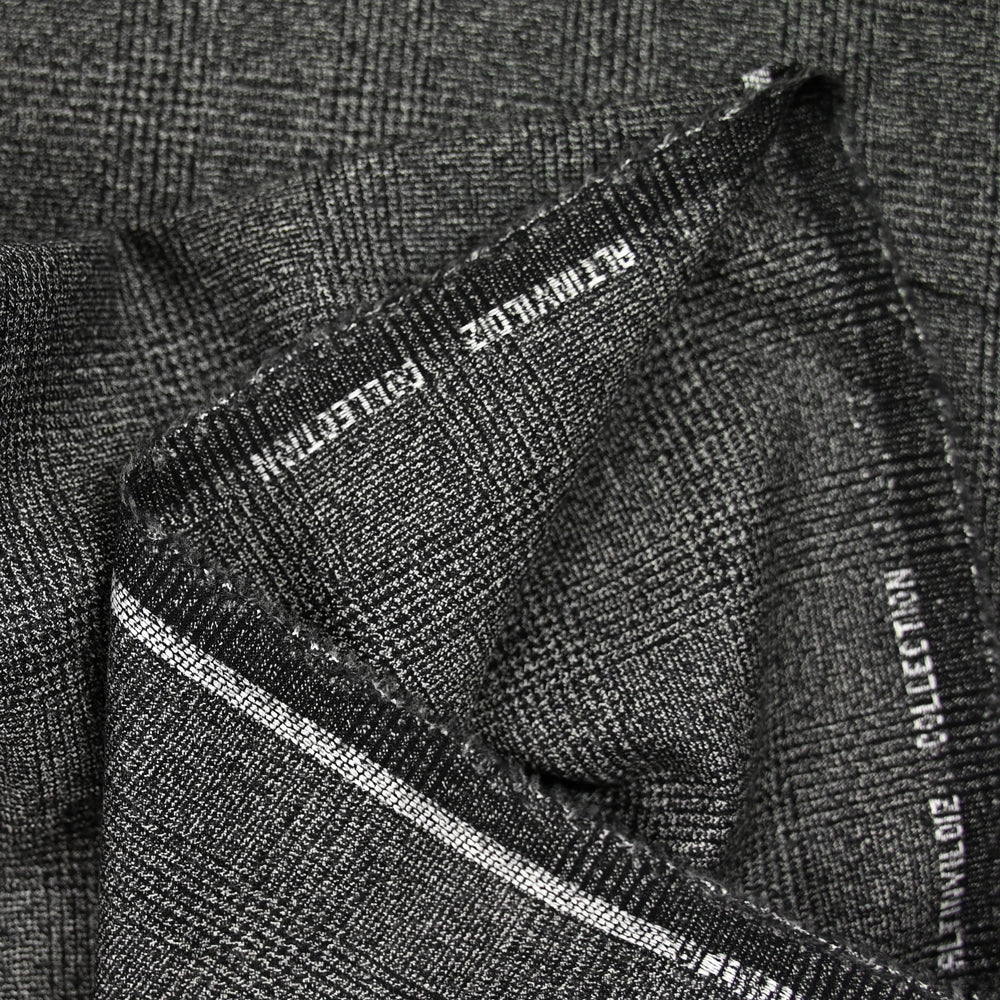 Tissu tailleur laine mélangée à carreaux gris chiné - Image 4