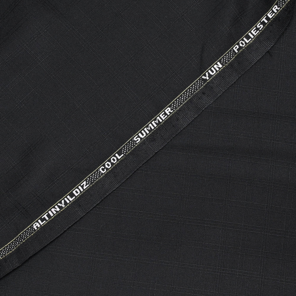 Tissu tailleur laine mélangée à carreaux noir - Image 3