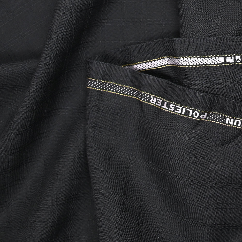 Tissu tailleur laine mélangée à carreaux noir - Image 4
