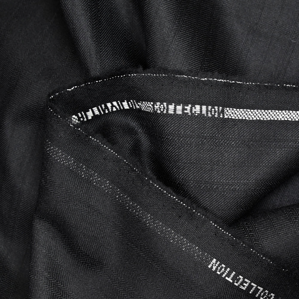 Tissu tailleur laine mélangée à chevron noir - Image 3