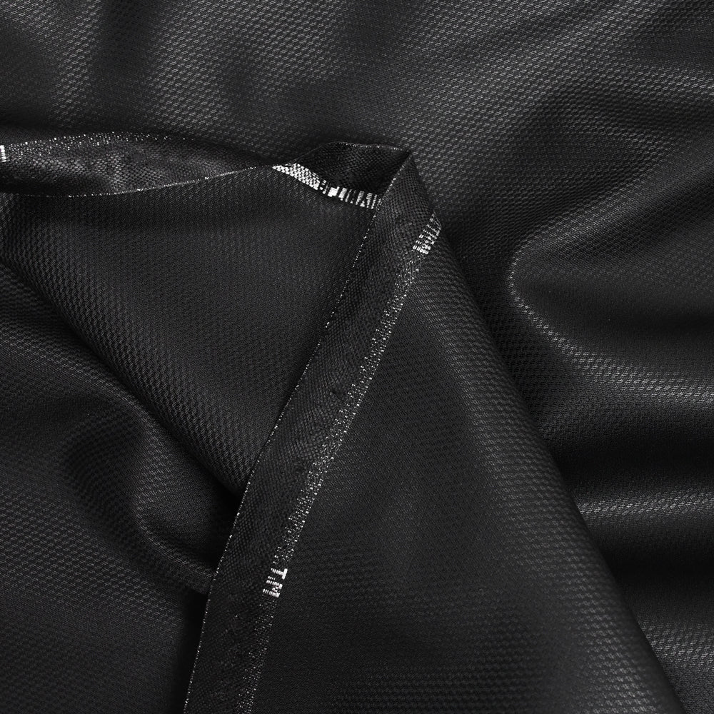 Tissu tailleur laine mélangée damier noir intense - Image 3