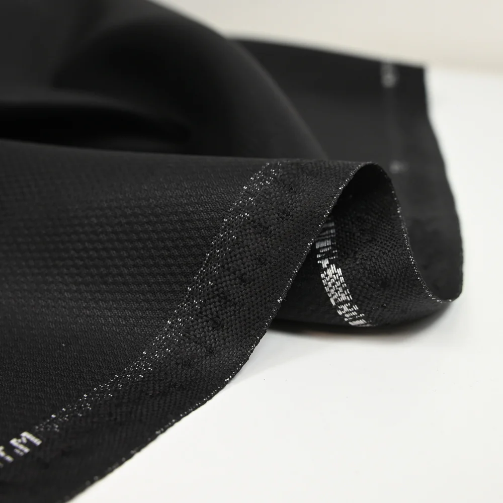 Tissu tailleur laine mélangée damier noir intense - Image 5