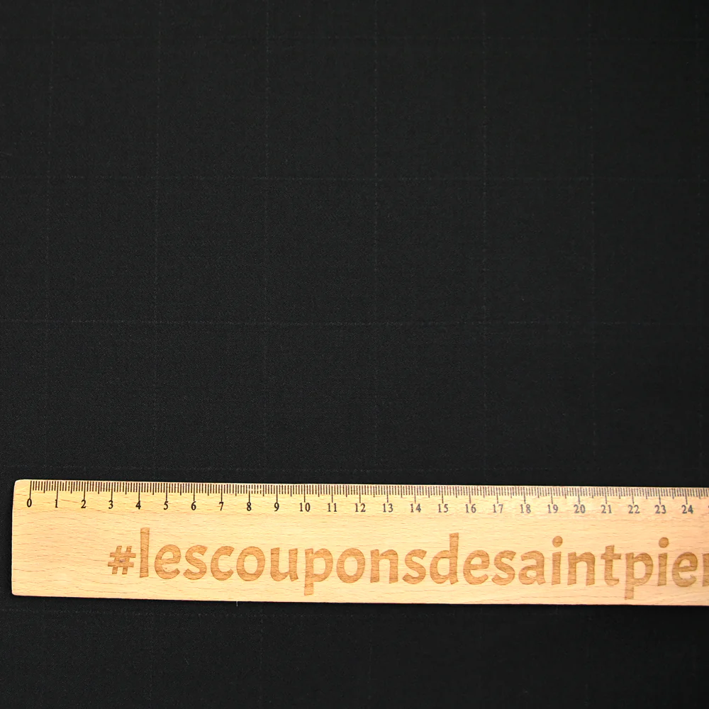Tissu tailleur laine mélangée Davy à carreaux noir - Image 3