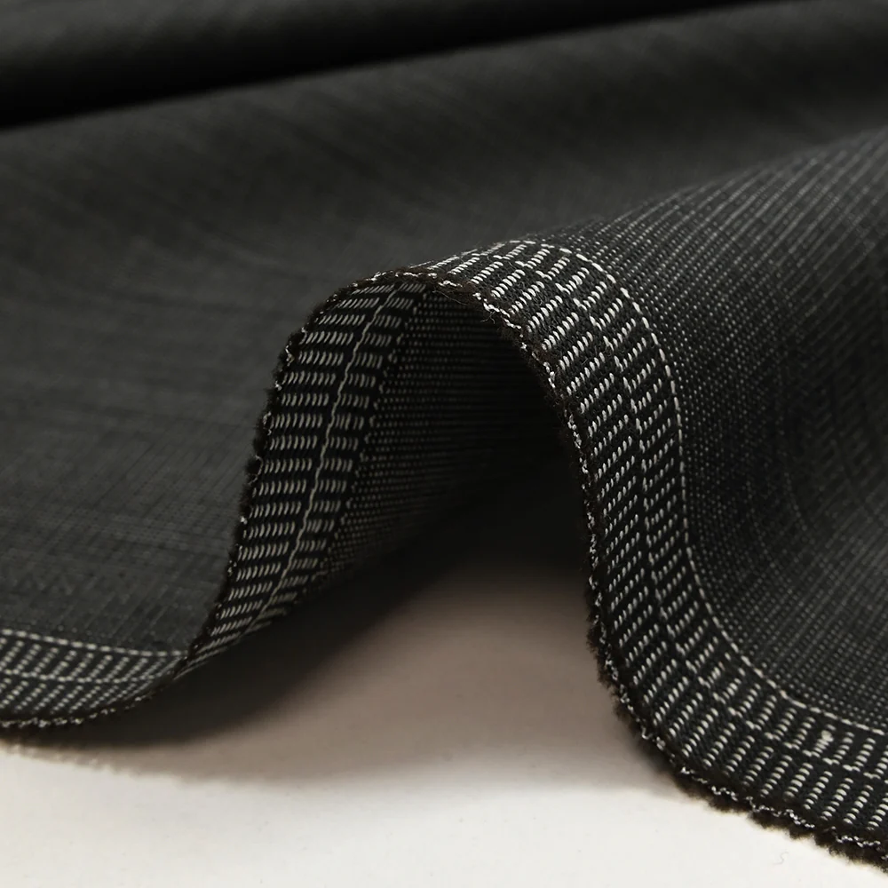 Tissu tailleur laine mélangée fantaisie écru, anthracite et marron - Image 4