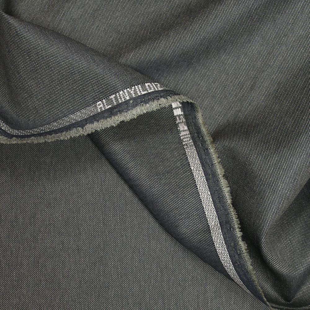 Tissu tailleur laine mélangée kaki et marine - Image 3