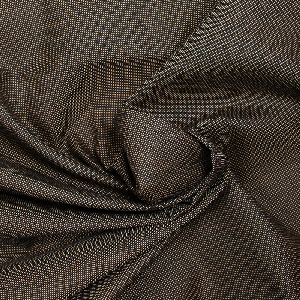 Tissu tailleur laine mélangée Oxford camel et marine - Image 2