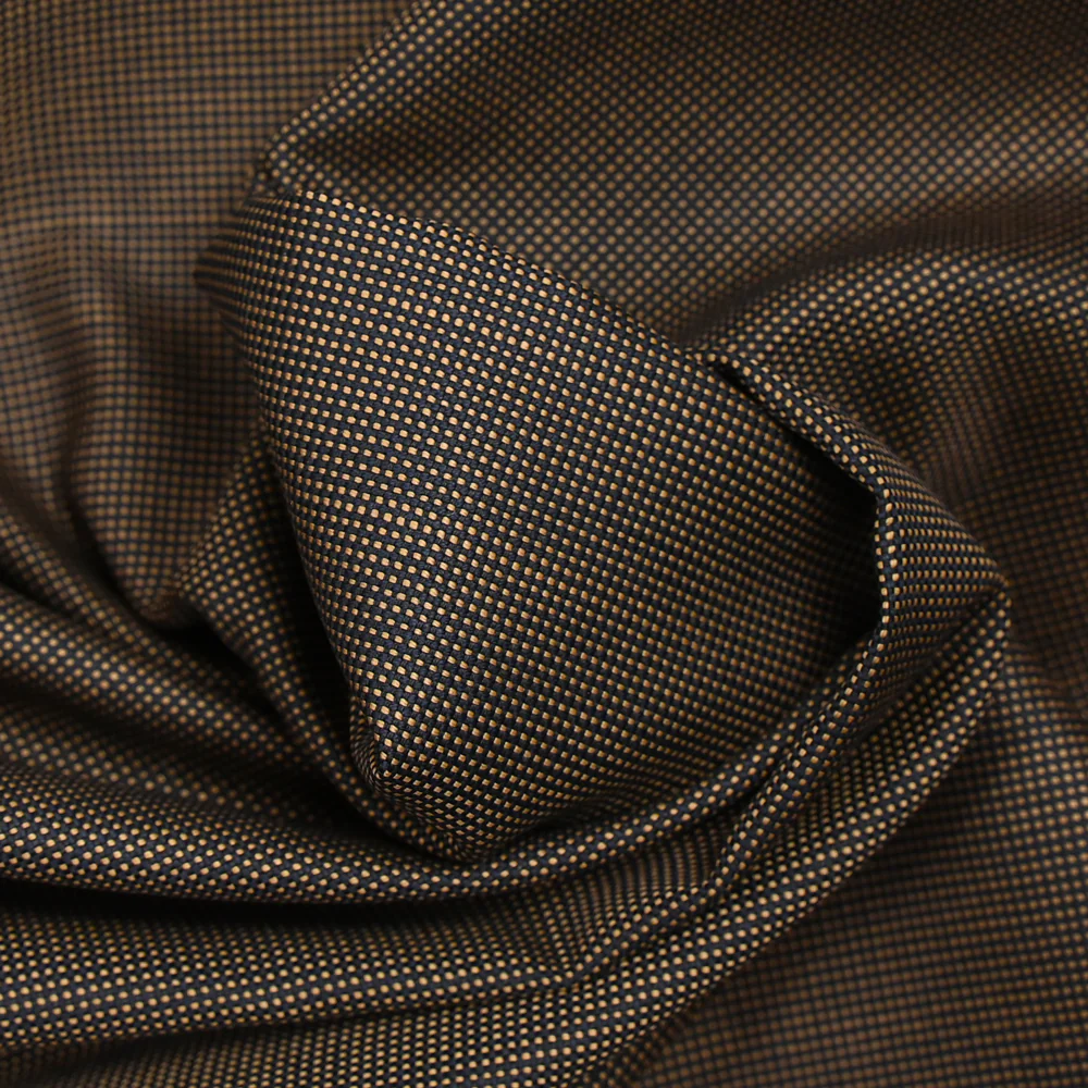 Tissu tailleur laine mélangée Oxford camel et marine - Image 3