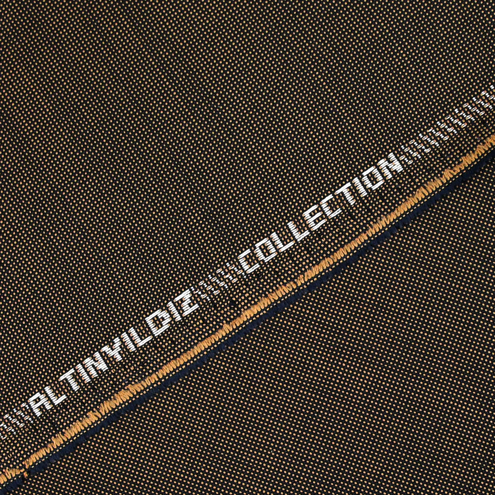Tissu tailleur laine mélangée Oxford camel et marine - Image 4