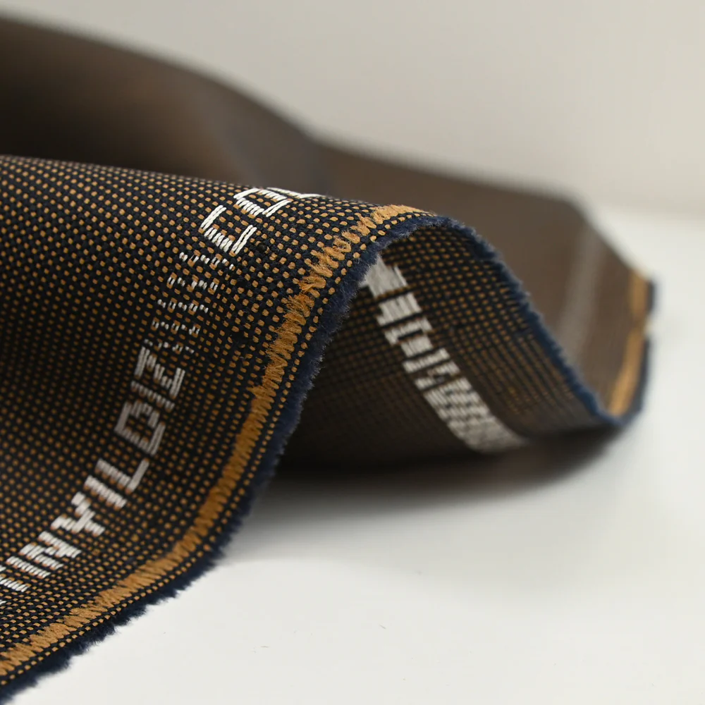 Tissu tailleur laine mélangée Oxford camel et marine - Image 5