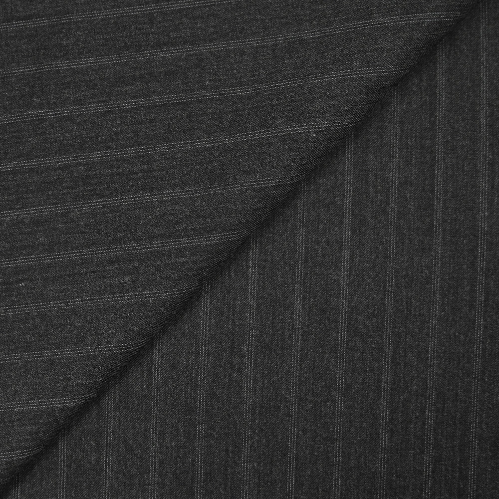 Tissu tailleur laine mélangée rayé gris anthracite