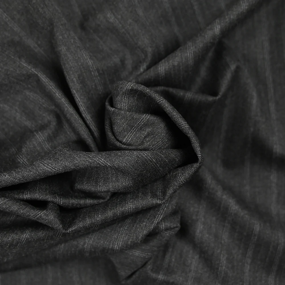 Tissu tailleur laine mélangée rayé gris anthracite - Image 2