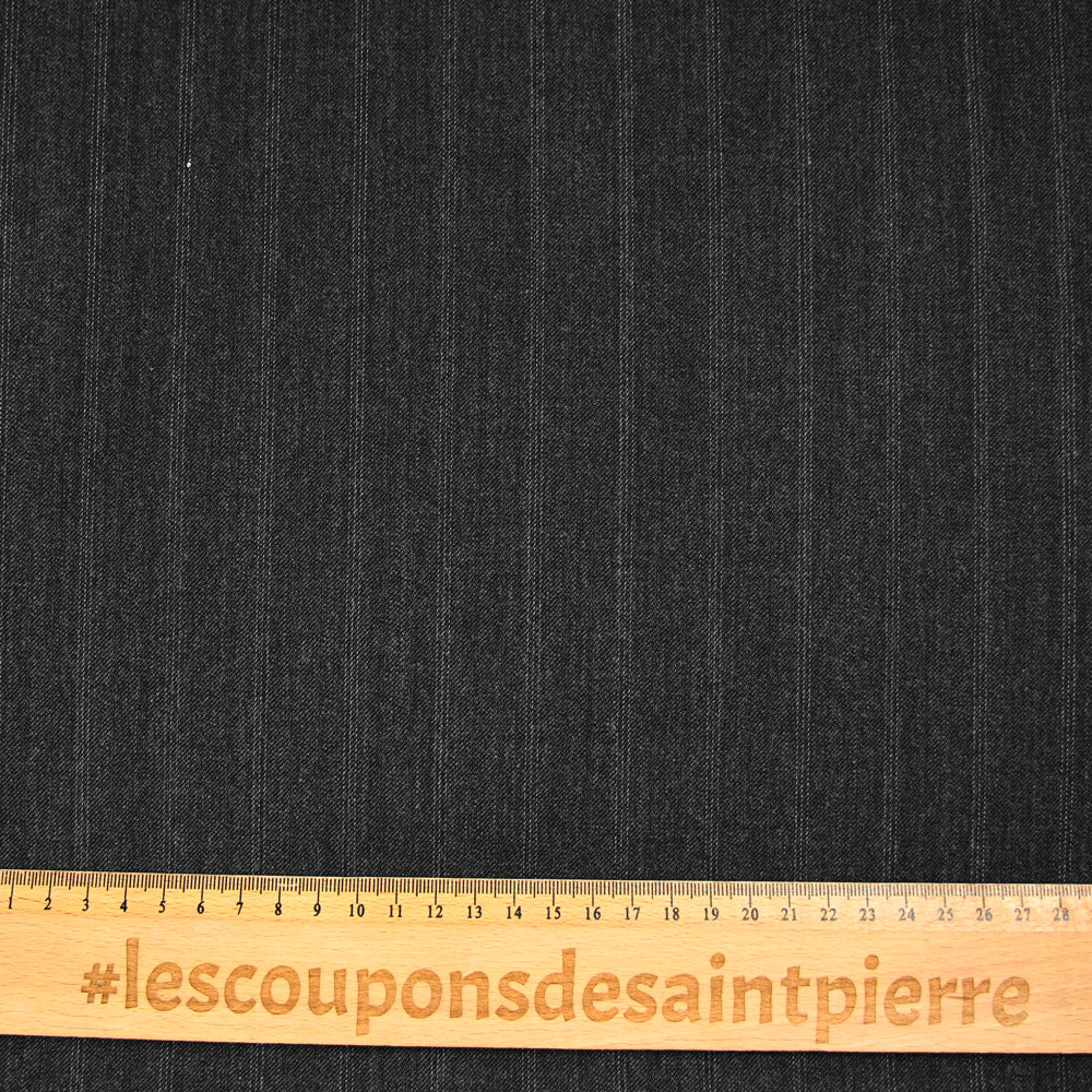 Tissu tailleur laine mélangée rayé gris anthracite - Image 3