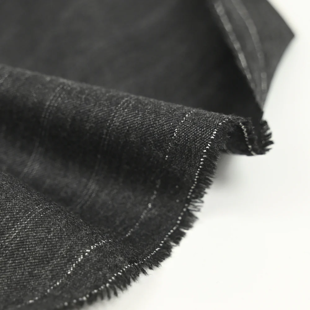 Tissu tailleur laine mélangée rayé gris anthracite - Image 5