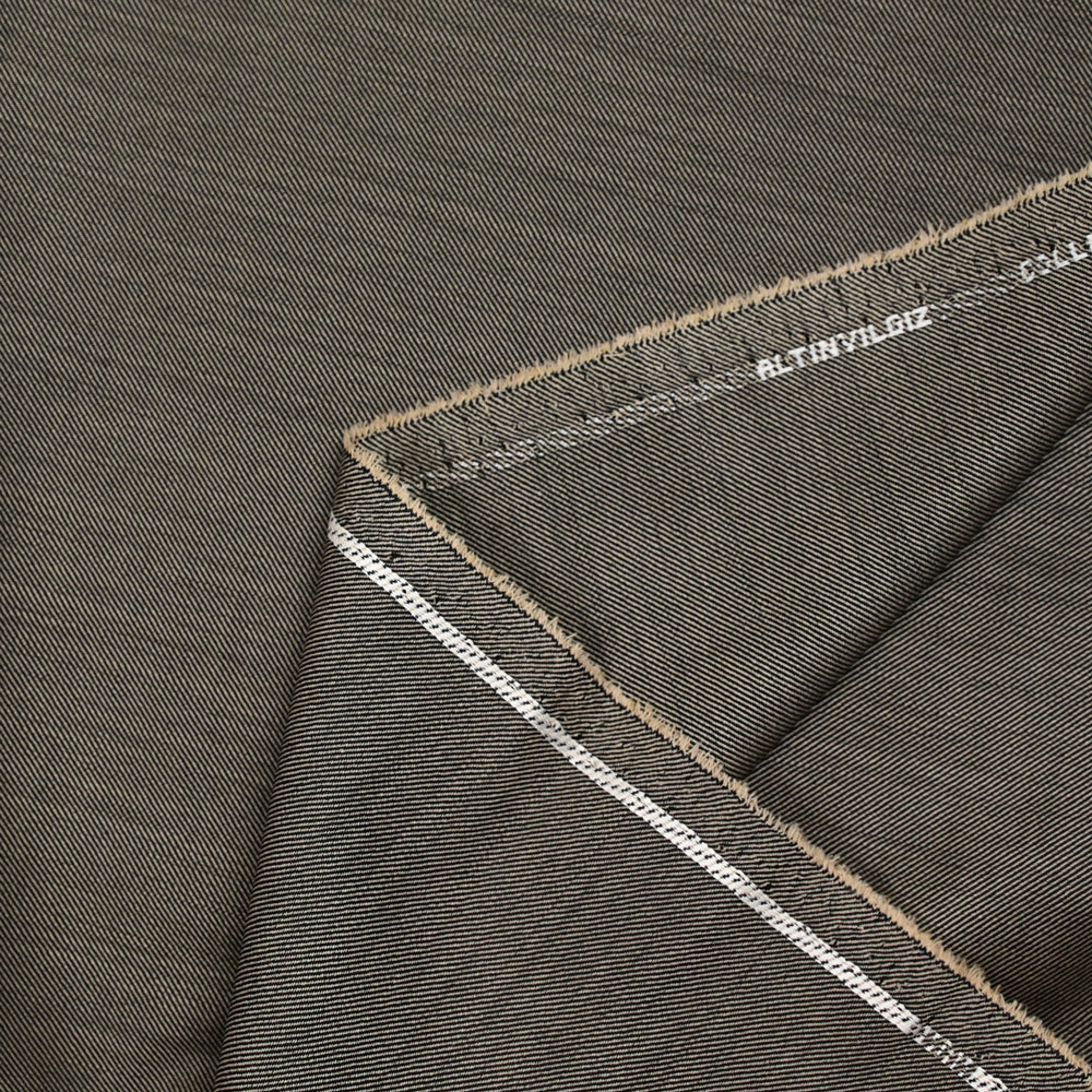 Tissu tailleur laine mélangée sergé beige et noir - Image 3