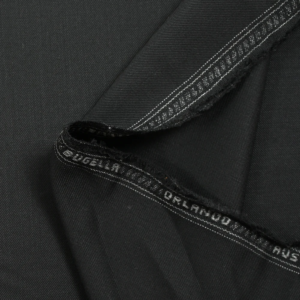 Tissu tailleur laine mélangée sergé Bergame noir - Image 6