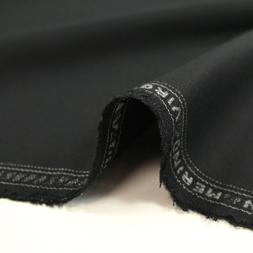 Tissu tailleur laine mélangée sergé Bergame noir - Image 7