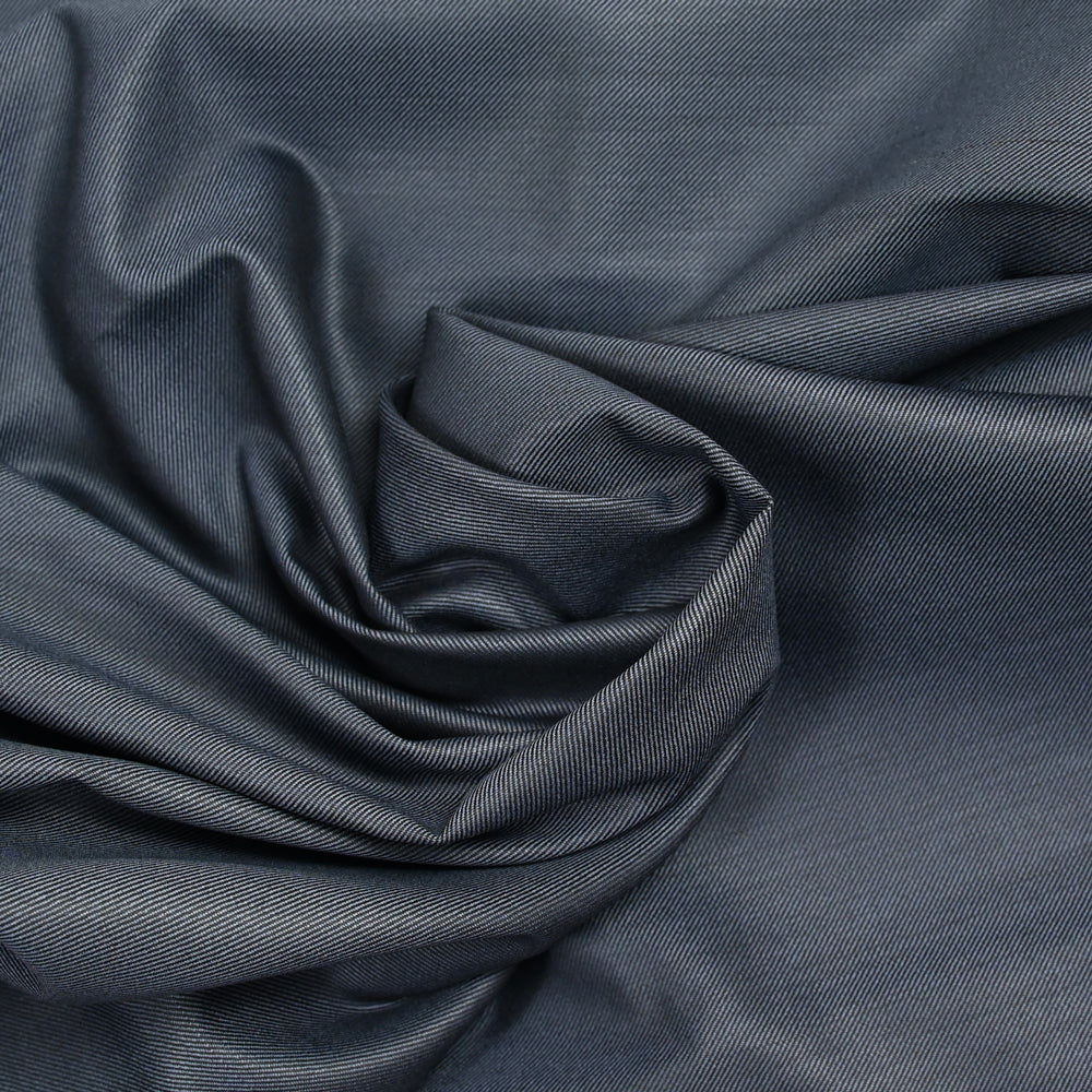 Tissu tailleur laine mélangée sergé bleu fond noir - Image 2