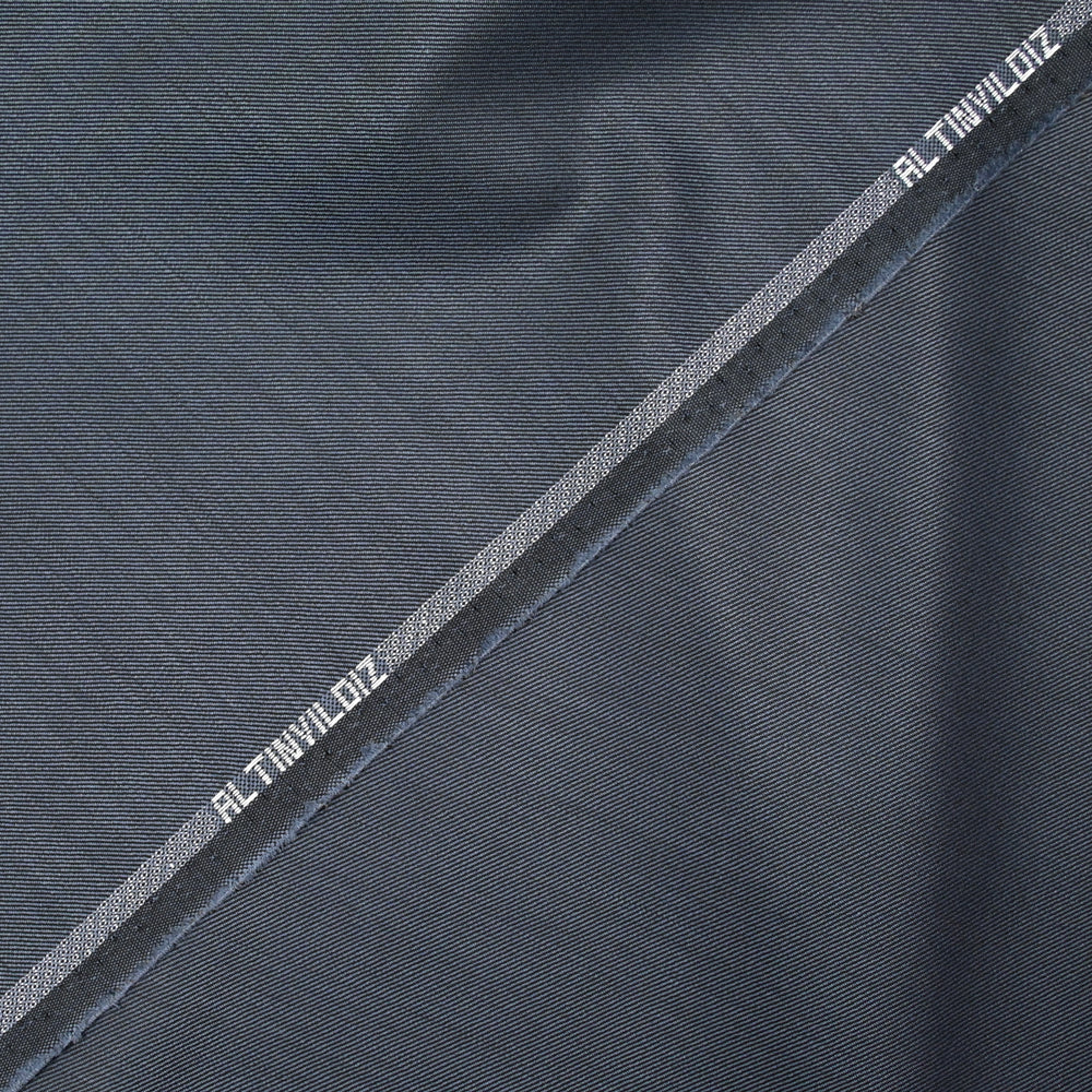 Tissu tailleur laine mélangée sergé bleu fond noir - Image 3