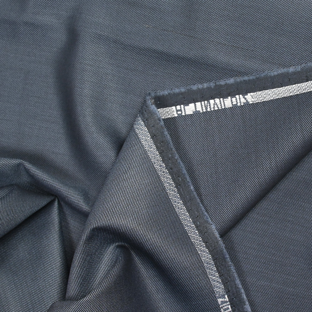 Tissu tailleur laine mélangée sergé bleu fond noir - Image 4