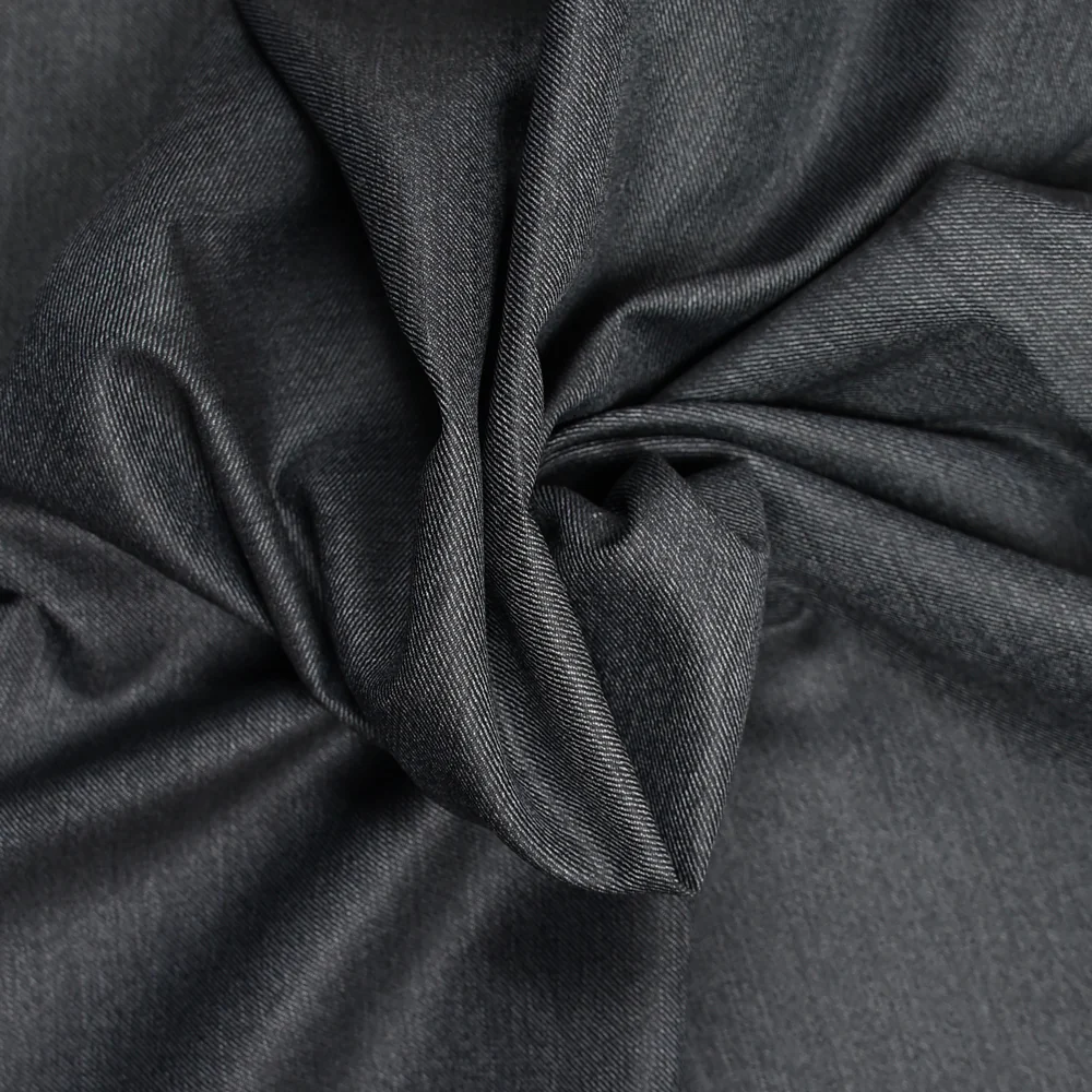 Tissu tailleur laine mélangée sergé gris bleuté chiné - Image 2