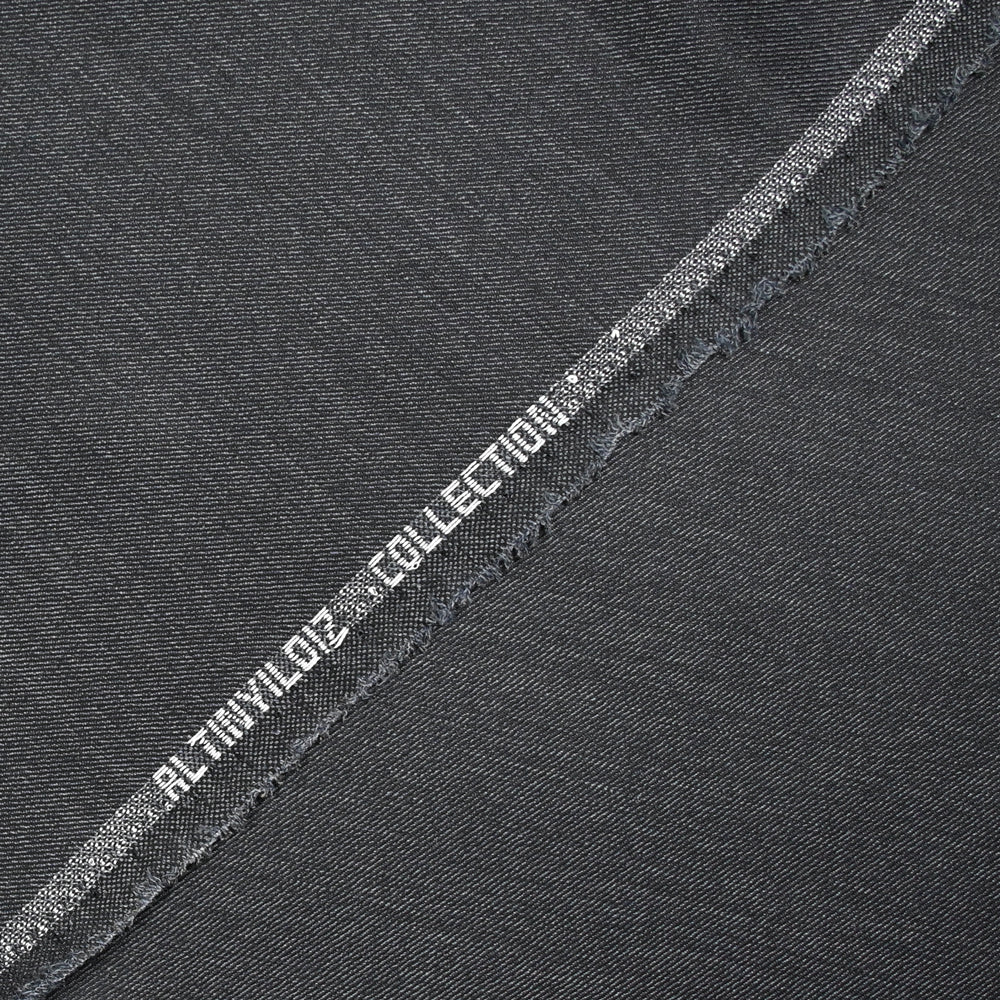 Tissu tailleur laine mélangée sergé gris bleuté chiné - Image 3