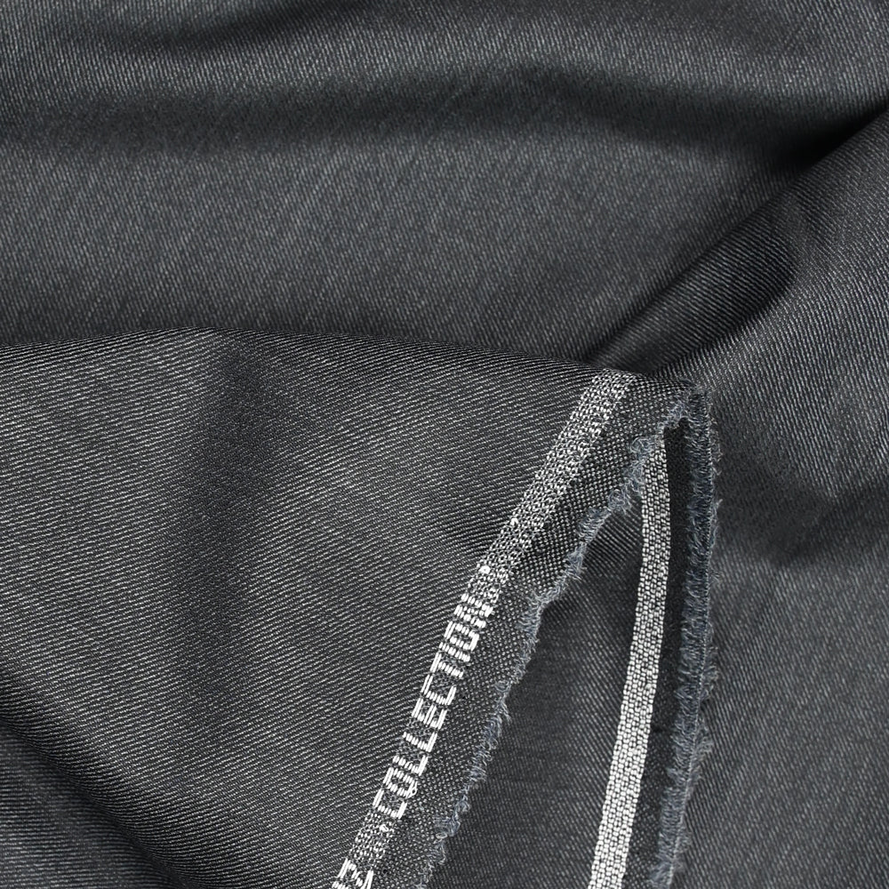 Tissu tailleur laine mélangée sergé gris bleuté chiné - Image 4