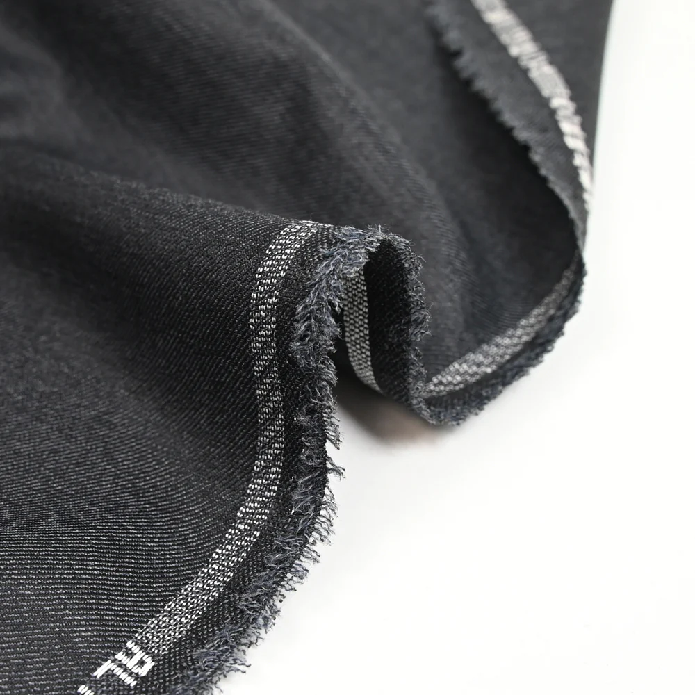 Tissu tailleur laine mélangée sergé gris bleuté chiné - Image 5