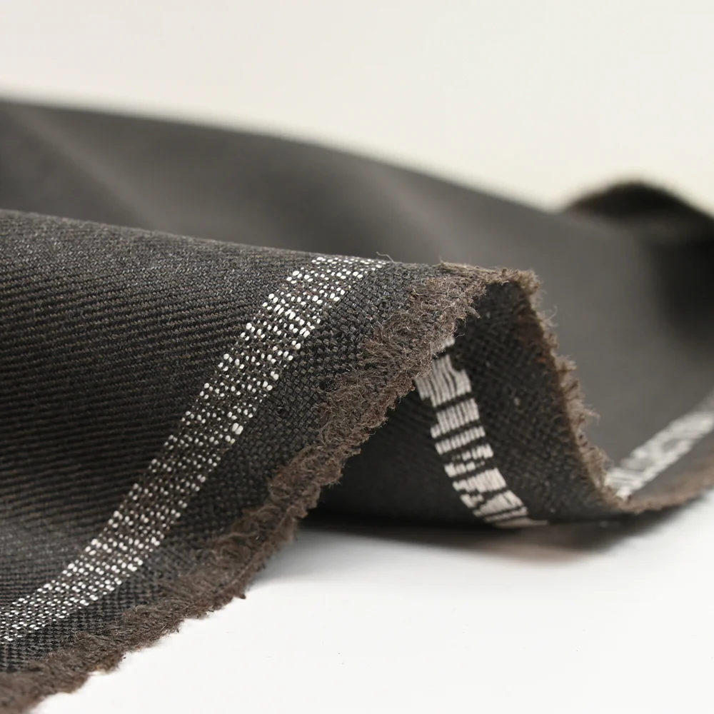 Tissu tailleur laine mélangée sergé marron - Image 4
