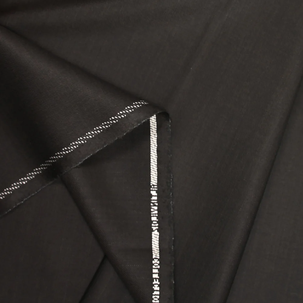 Tissu tailleur laine mélangée sergé marron foncé - Image 3