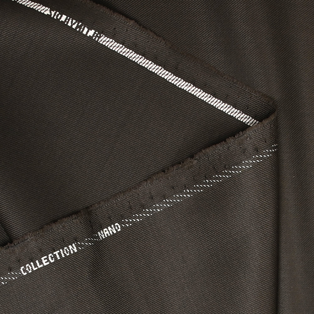Tissu tailleur laine mélangée sergé marron foncé - Image 3