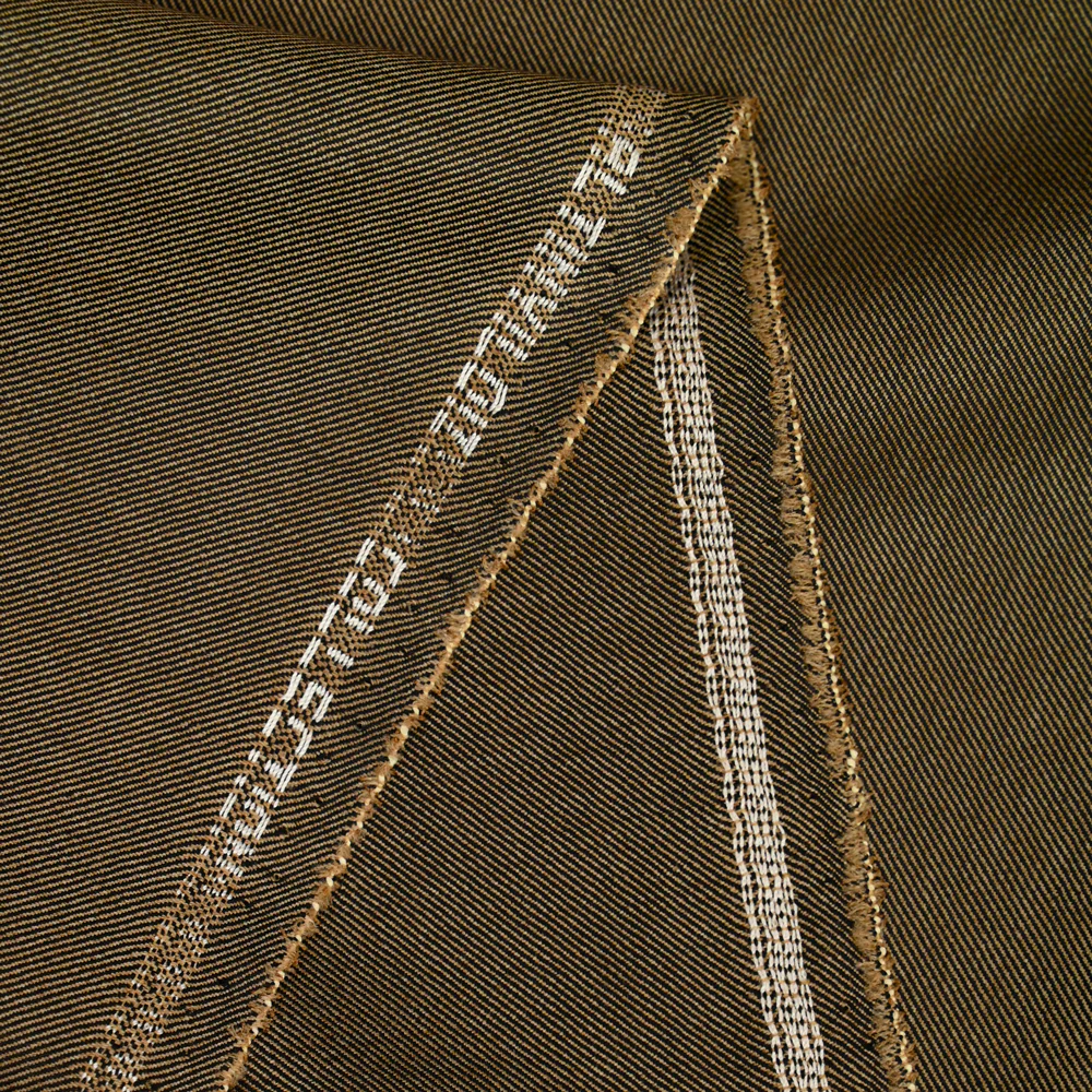 Tissu tailleur laine mélangée sergé noir et beige - Image 4