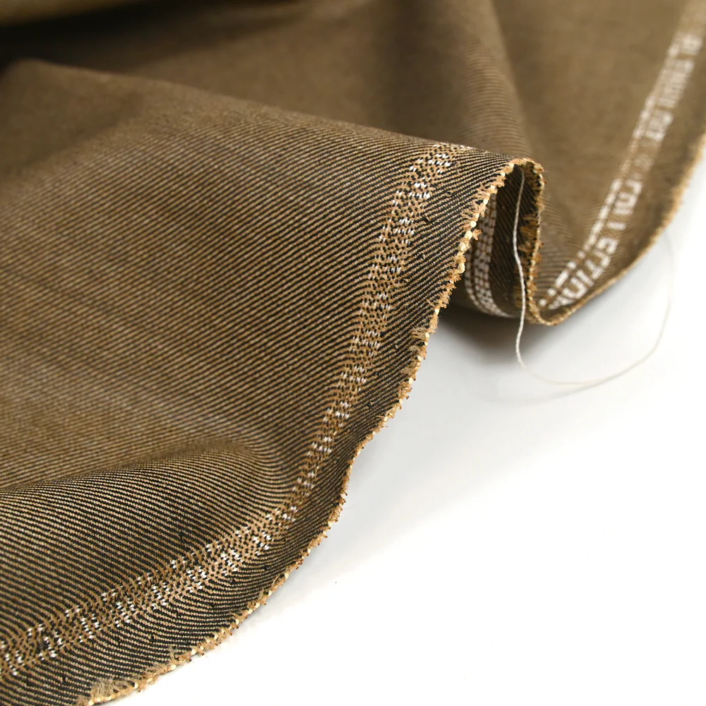 Tissu tailleur laine mélangée sergé noir et beige - Image 5