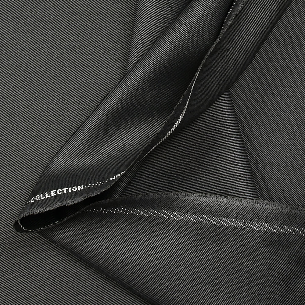 Tissu tailleur laine mélangée sergé noir et gris - Image 3