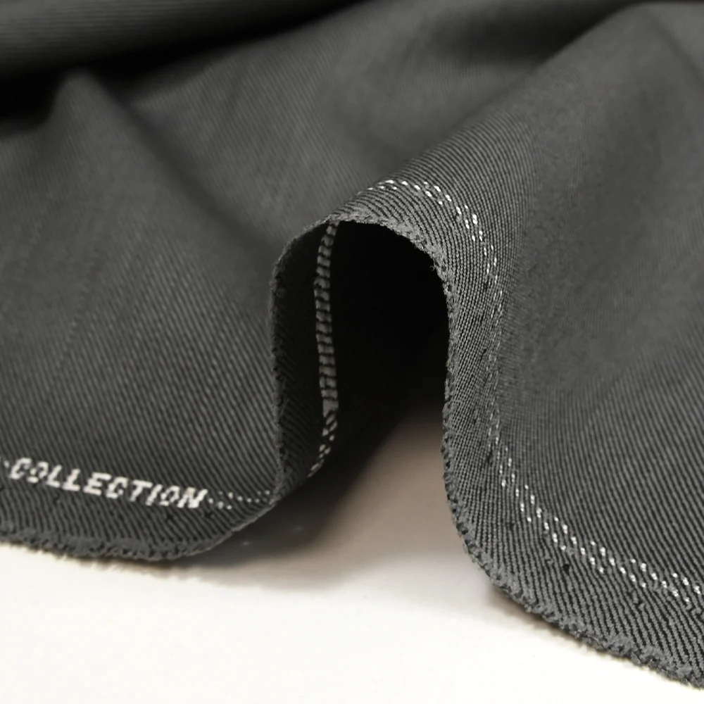 Tissu tailleur laine mélangée sergé noir et gris - Image 5