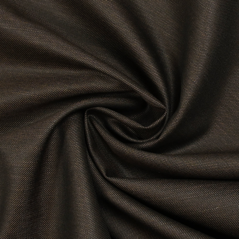 Tissu tailleur laine mélangée sergé noir et marron - Image 2