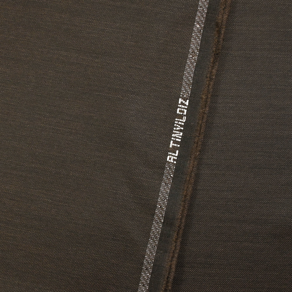 Tissu tailleur laine mélangée sergé noir et marron - Image 3