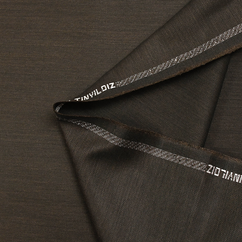 Tissu tailleur laine mélangée sergé noir et marron - Image 4