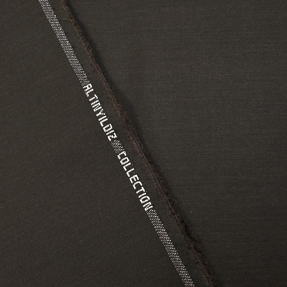 Tissu tailleur laine mélangée sergé noir et marron foncé - Image 3