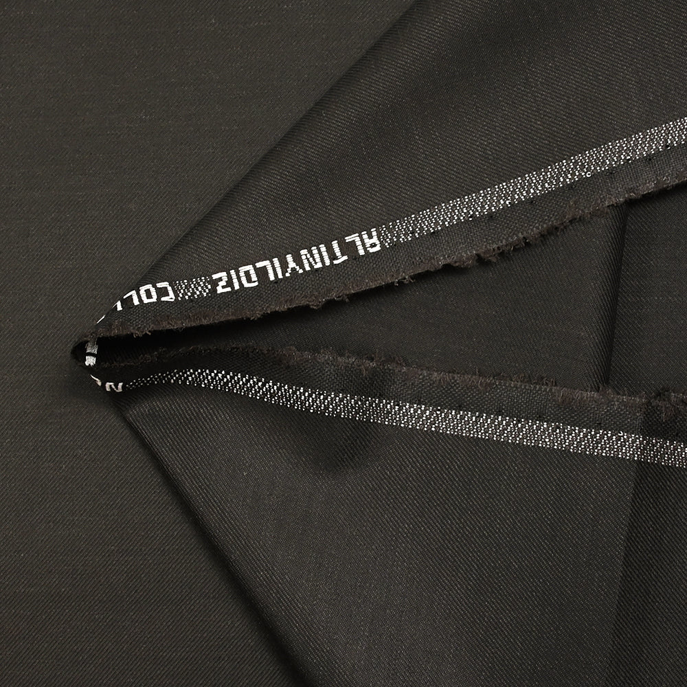 Tissu tailleur laine mélangée sergé noir et marron foncé - Image 4