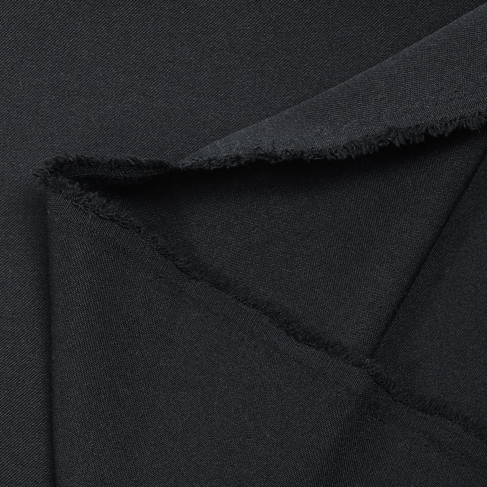 Tissu tailleur laine mélangée souple sergé noir profond - Image 3