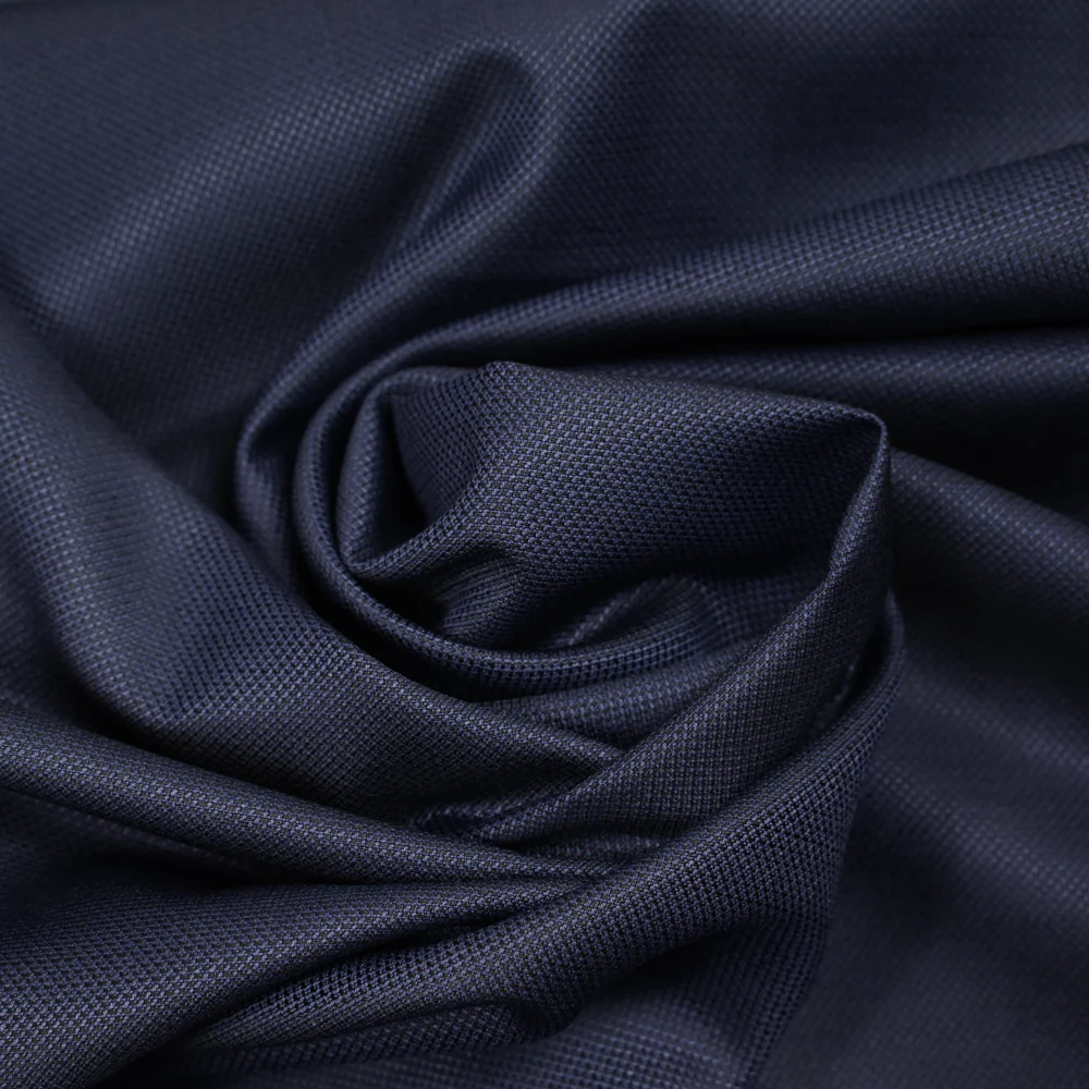 Tissu tailleur laine mélangée texturé marine - Image 2
