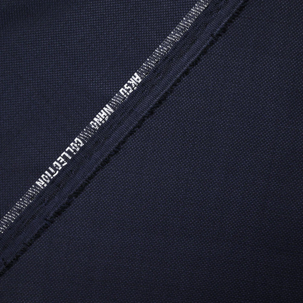 Tissu tailleur laine mélangée texturé marine - Image 3