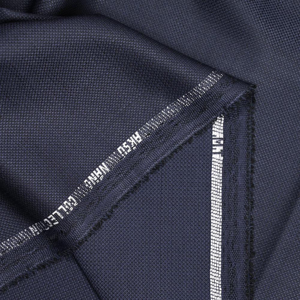 Tissu tailleur laine mélangée texturé marine - Image 4