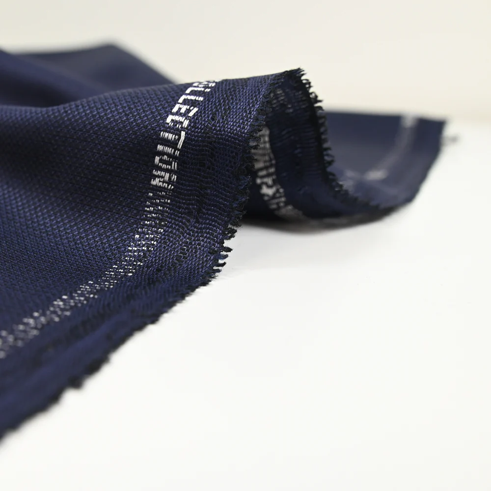 Tissu tailleur laine mélangée texturé marine - Image 5