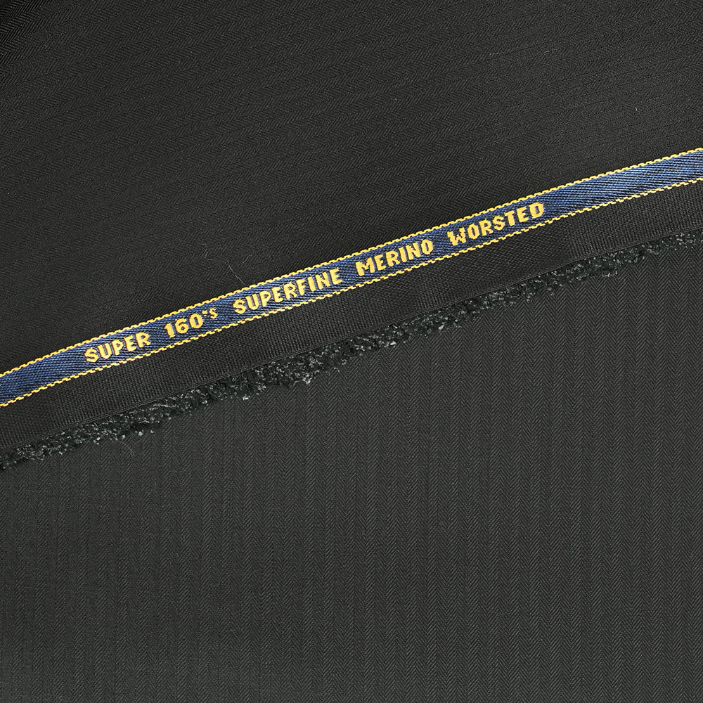 Tissu tailleur laine Super 160's chevrons fond noir - Image 5